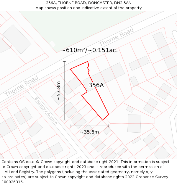 356A, THORNE ROAD, DONCASTER, DN2 5AN: Plot and title map
