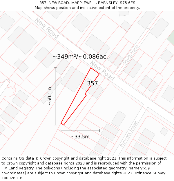 357, NEW ROAD, MAPPLEWELL, BARNSLEY, S75 6ES: Plot and title map