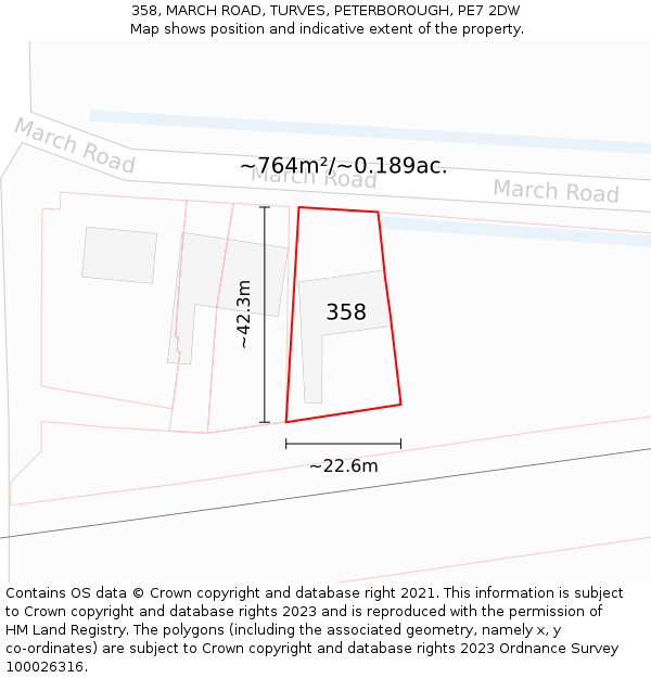 358, MARCH ROAD, TURVES, PETERBOROUGH, PE7 2DW: Plot and title map