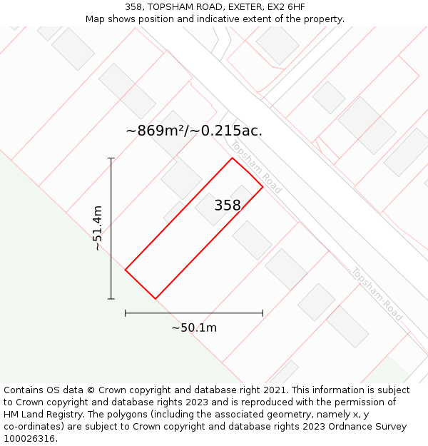 358, TOPSHAM ROAD, EXETER, EX2 6HF: Plot and title map