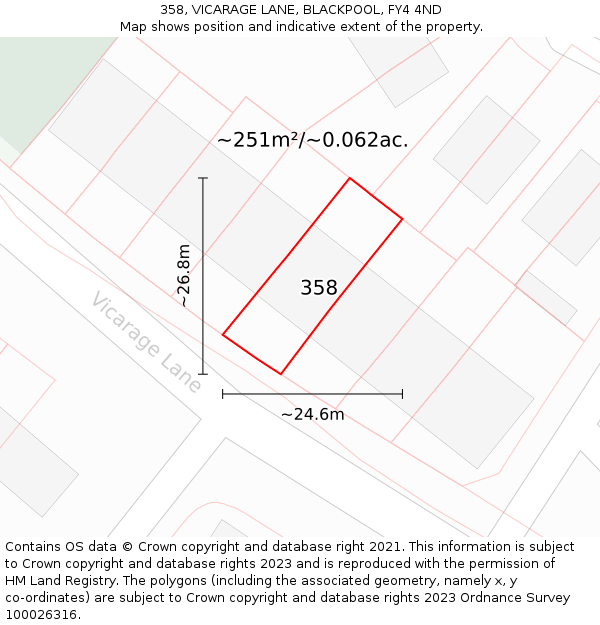 358, VICARAGE LANE, BLACKPOOL, FY4 4ND: Plot and title map