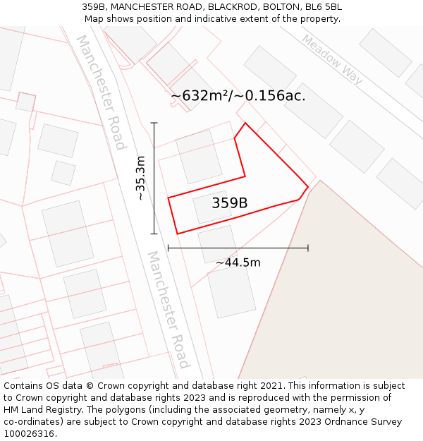 359B, MANCHESTER ROAD, BLACKROD, BOLTON, BL6 5BL: Plot and title map