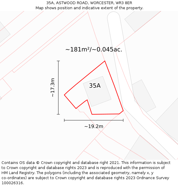 35A, ASTWOOD ROAD, WORCESTER, WR3 8ER: Plot and title map