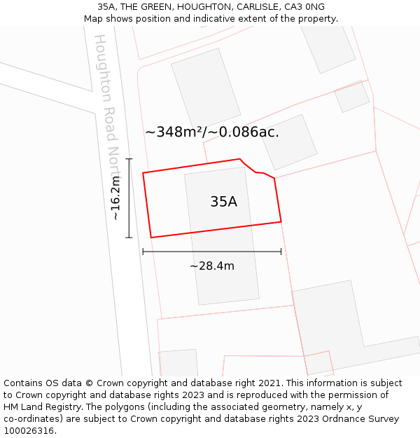 35A, THE GREEN, HOUGHTON, CARLISLE, CA3 0NG: Plot and title map