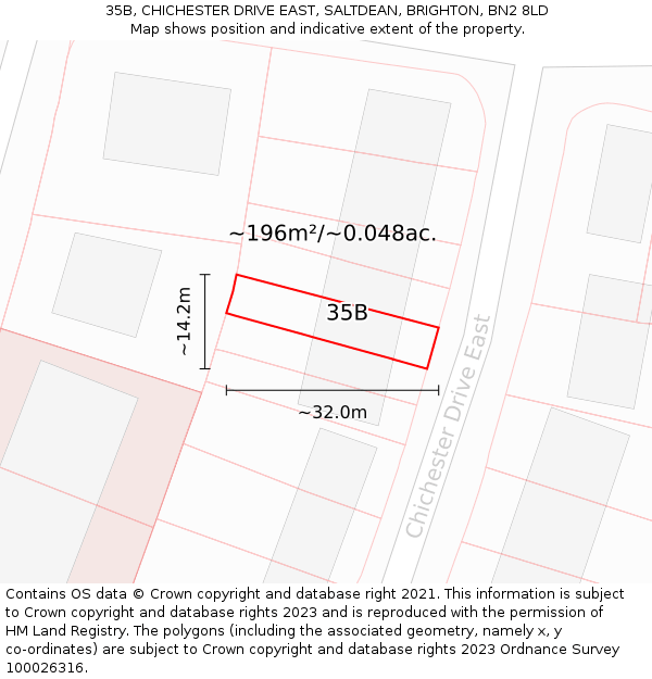 35B, CHICHESTER DRIVE EAST, SALTDEAN, BRIGHTON, BN2 8LD: Plot and title map