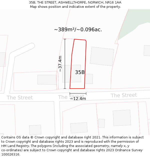 35B, THE STREET, ASHWELLTHORPE, NORWICH, NR16 1AA: Plot and title map