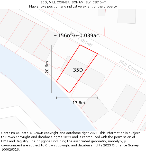 35D, MILL CORNER, SOHAM, ELY, CB7 5HT: Plot and title map