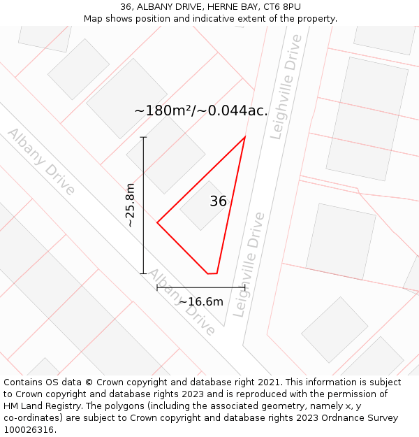 36, ALBANY DRIVE, HERNE BAY, CT6 8PU: Plot and title map