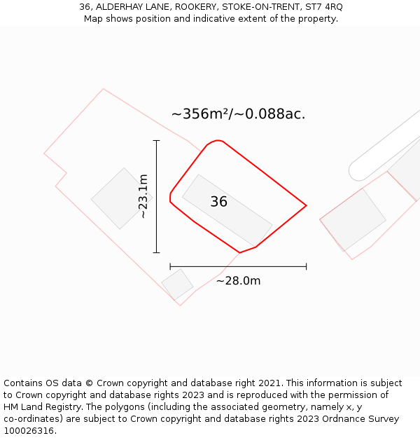 36, ALDERHAY LANE, ROOKERY, STOKE-ON-TRENT, ST7 4RQ: Plot and title map