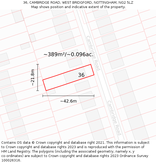 36, CAMBRIDGE ROAD, WEST BRIDGFORD, NOTTINGHAM, NG2 5LZ: Plot and title map