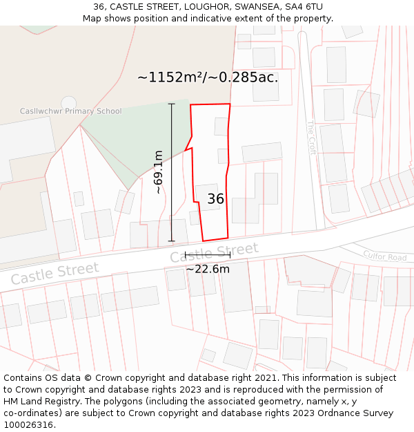 36, CASTLE STREET, LOUGHOR, SWANSEA, SA4 6TU: Plot and title map