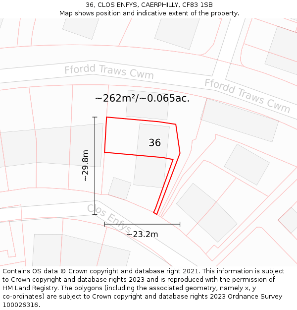 36, CLOS ENFYS, CAERPHILLY, CF83 1SB: Plot and title map