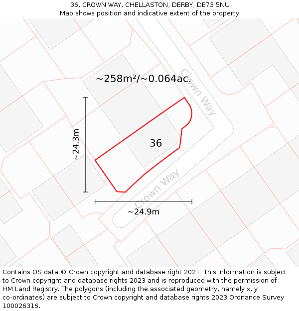 36, CROWN WAY, CHELLASTON, DERBY, DE73 5NU: Plot and title map