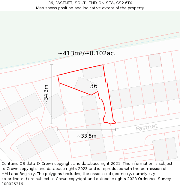 36, FASTNET, SOUTHEND-ON-SEA, SS2 6TX: Plot and title map