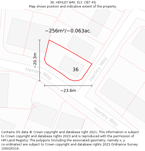 36, HENLEY WAY, ELY, CB7 4YJ: Plot and title map