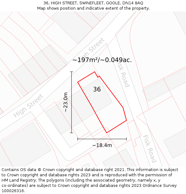 36, HIGH STREET, SWINEFLEET, GOOLE, DN14 8AQ: Plot and title map