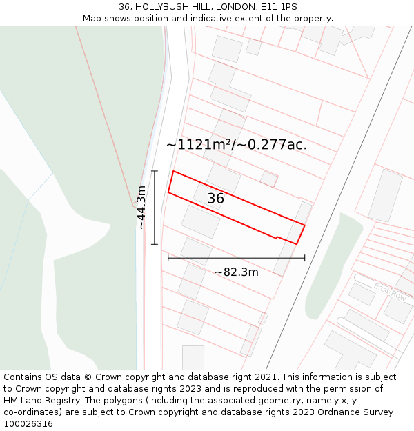 36, HOLLYBUSH HILL, LONDON, E11 1PS: Plot and title map