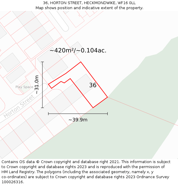 36, HORTON STREET, HECKMONDWIKE, WF16 0LL: Plot and title map