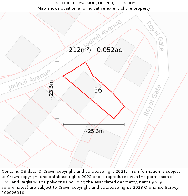 36, JODRELL AVENUE, BELPER, DE56 0DY: Plot and title map