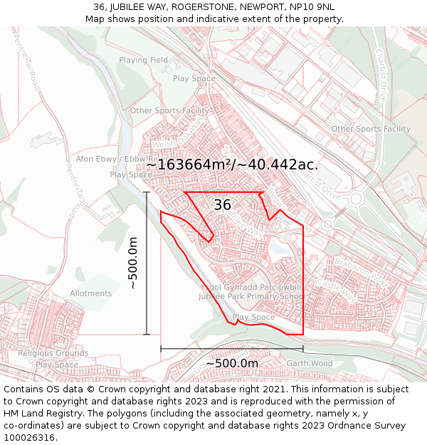 36, JUBILEE WAY, ROGERSTONE, NEWPORT, NP10 9NL: Plot and title map