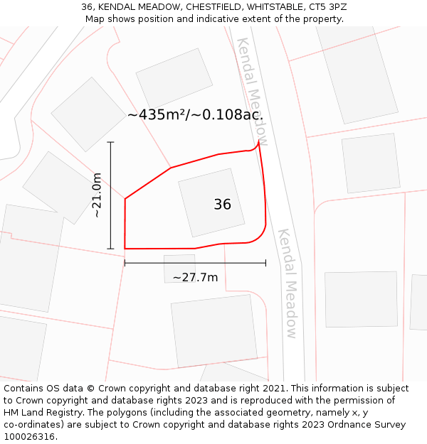 36, KENDAL MEADOW, CHESTFIELD, WHITSTABLE, CT5 3PZ: Plot and title map