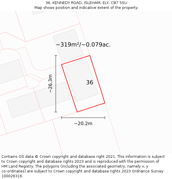 36, KENNEDY ROAD, ISLEHAM, ELY, CB7 5SU: Plot and title map