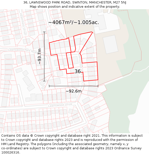 36, LAWNSWOOD PARK ROAD, SWINTON, MANCHESTER, M27 5NJ: Plot and title map