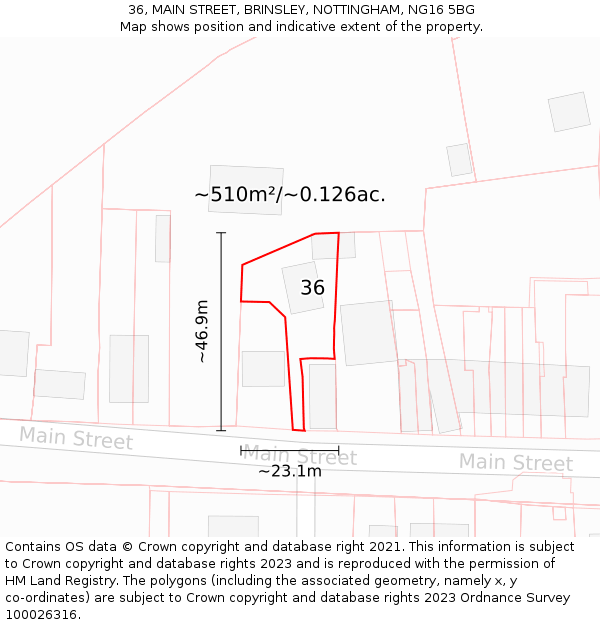36, MAIN STREET, BRINSLEY, NOTTINGHAM, NG16 5BG: Plot and title map