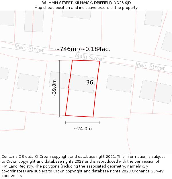 36, MAIN STREET, KILNWICK, DRIFFIELD, YO25 9JD: Plot and title map