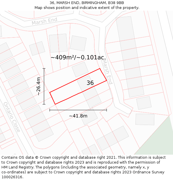 36, MARSH END, BIRMINGHAM, B38 9BB: Plot and title map