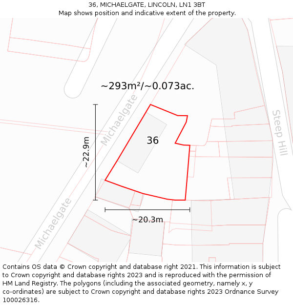 36, MICHAELGATE, LINCOLN, LN1 3BT: Plot and title map