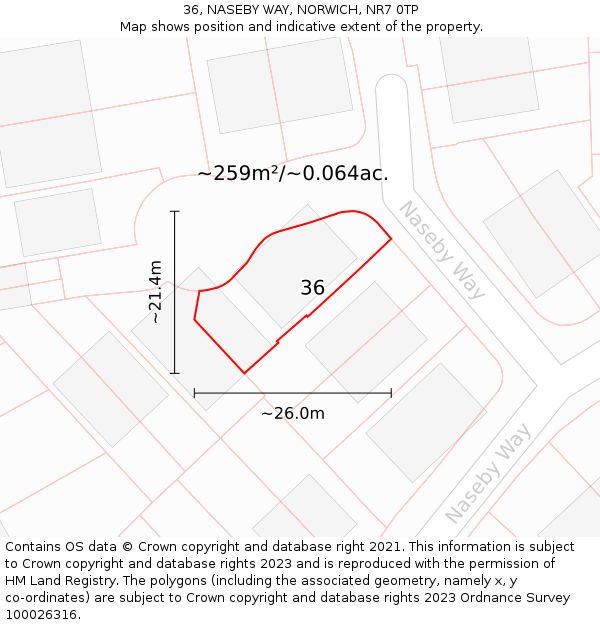 36, NASEBY WAY, NORWICH, NR7 0TP: Plot and title map