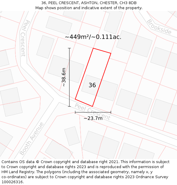 36, PEEL CRESCENT, ASHTON, CHESTER, CH3 8DB: Plot and title map