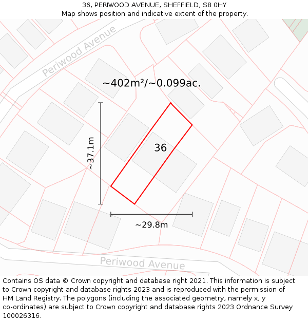 36, PERIWOOD AVENUE, SHEFFIELD, S8 0HY: Plot and title map