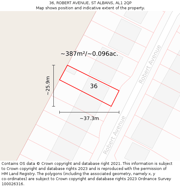 36, ROBERT AVENUE, ST ALBANS, AL1 2QP: Plot and title map