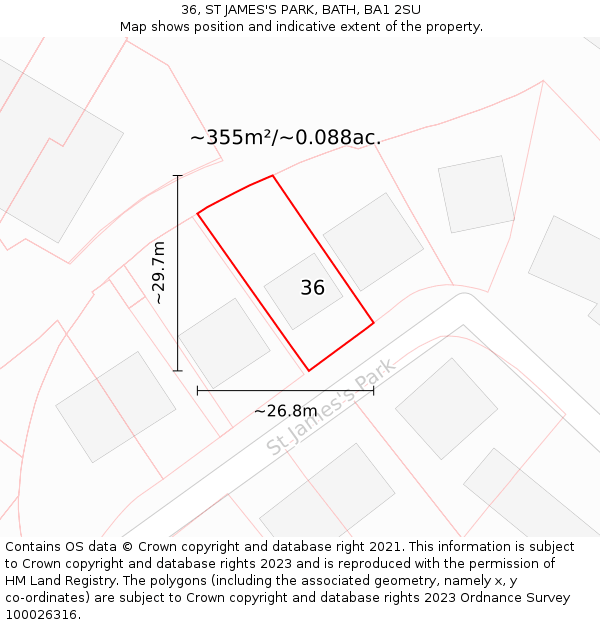 36, ST JAMES'S PARK, BATH, BA1 2SU: Plot and title map