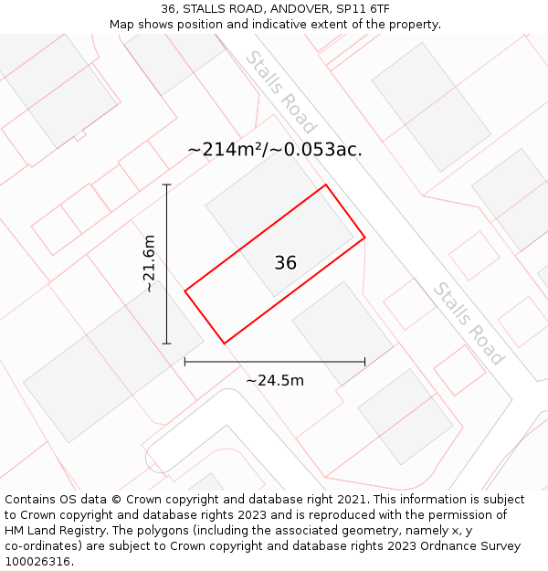 36, STALLS ROAD, ANDOVER, SP11 6TF: Plot and title map