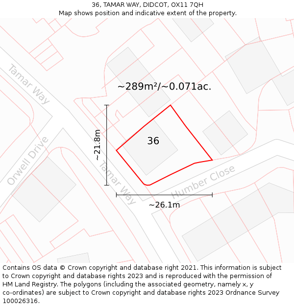 36, TAMAR WAY, DIDCOT, OX11 7QH: Plot and title map