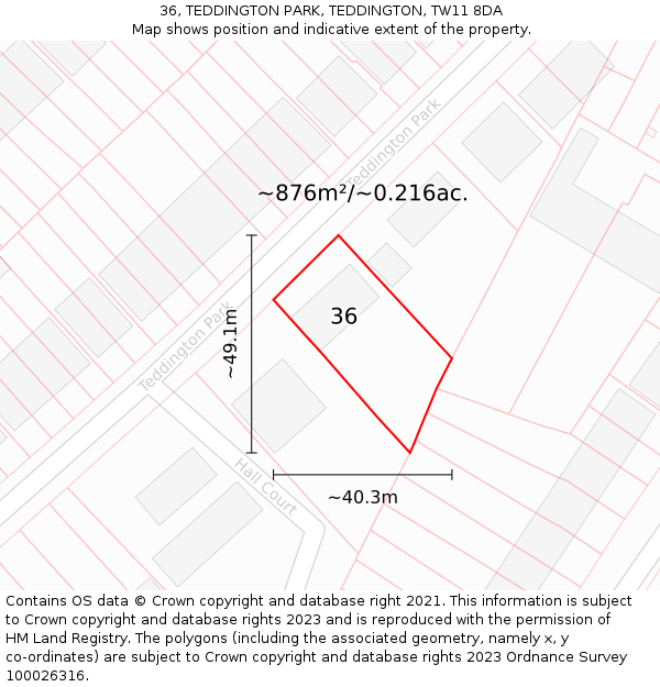 36, TEDDINGTON PARK, TEDDINGTON, TW11 8DA: Plot and title map