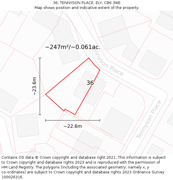 36, TENNYSON PLACE, ELY, CB6 3WE: Plot and title map