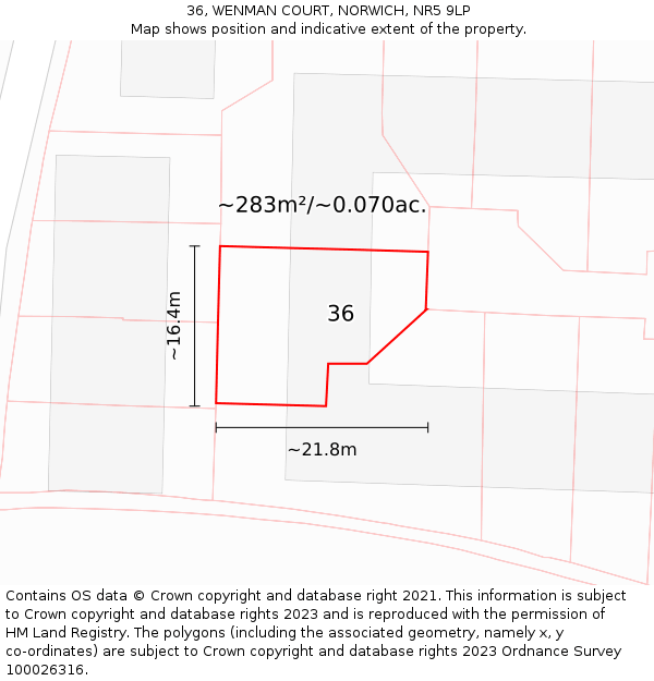 36, WENMAN COURT, NORWICH, NR5 9LP: Plot and title map