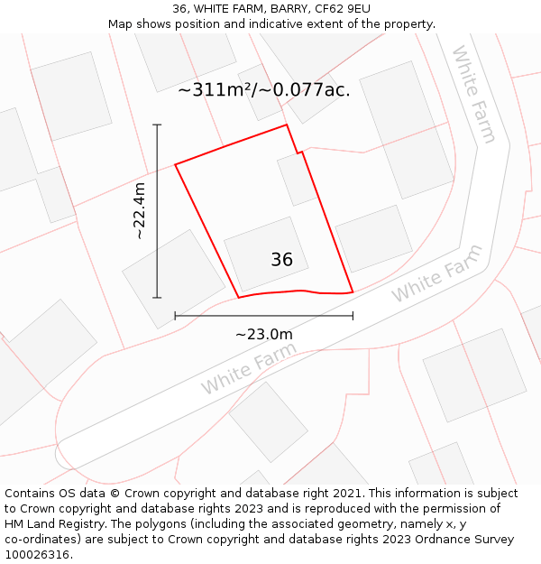 36, WHITE FARM, BARRY, CF62 9EU: Plot and title map