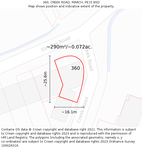 360, CREEK ROAD, MARCH, PE15 8SD: Plot and title map