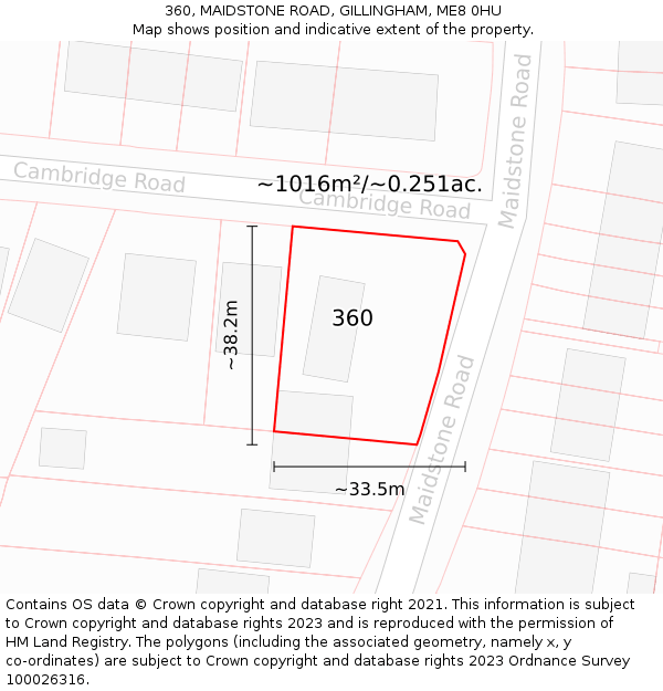 360, MAIDSTONE ROAD, GILLINGHAM, ME8 0HU: Plot and title map