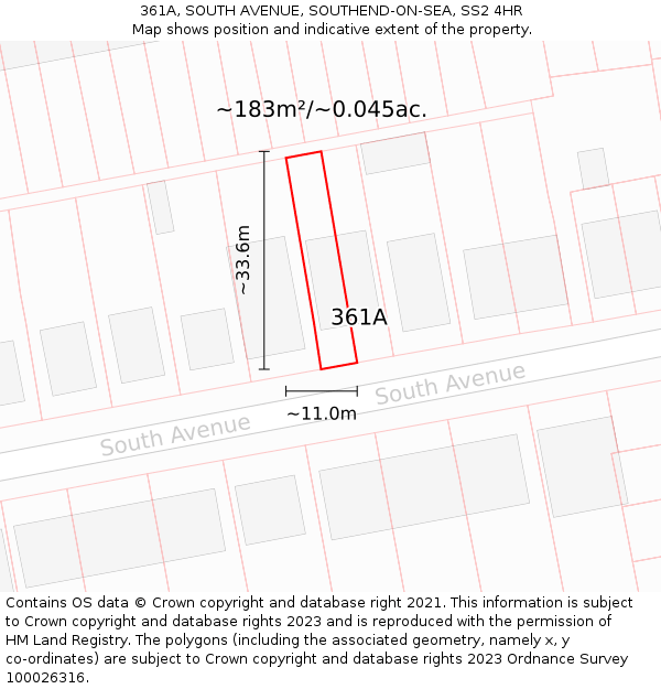 361A, SOUTH AVENUE, SOUTHEND-ON-SEA, SS2 4HR: Plot and title map