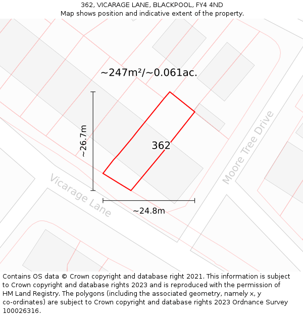 362, VICARAGE LANE, BLACKPOOL, FY4 4ND: Plot and title map