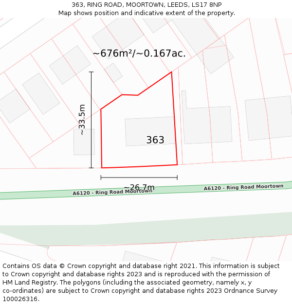 363, RING ROAD, MOORTOWN, LEEDS, LS17 8NP: Plot and title map