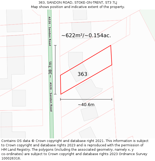 363, SANDON ROAD, STOKE-ON-TRENT, ST3 7LJ: Plot and title map