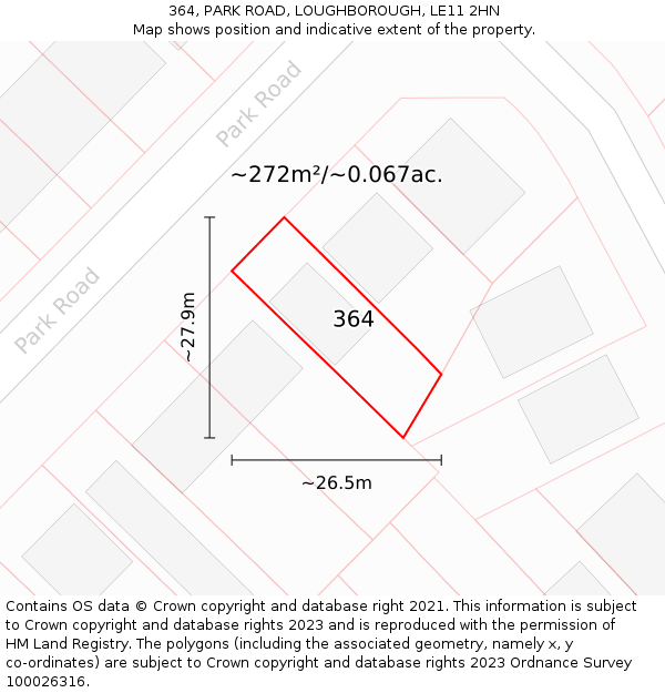 364, PARK ROAD, LOUGHBOROUGH, LE11 2HN: Plot and title map