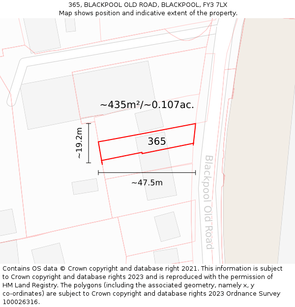 365, BLACKPOOL OLD ROAD, BLACKPOOL, FY3 7LX: Plot and title map